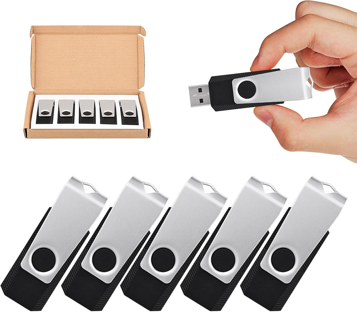 100 Pack 8GB USB 2.0 Flash Drive Black U706816