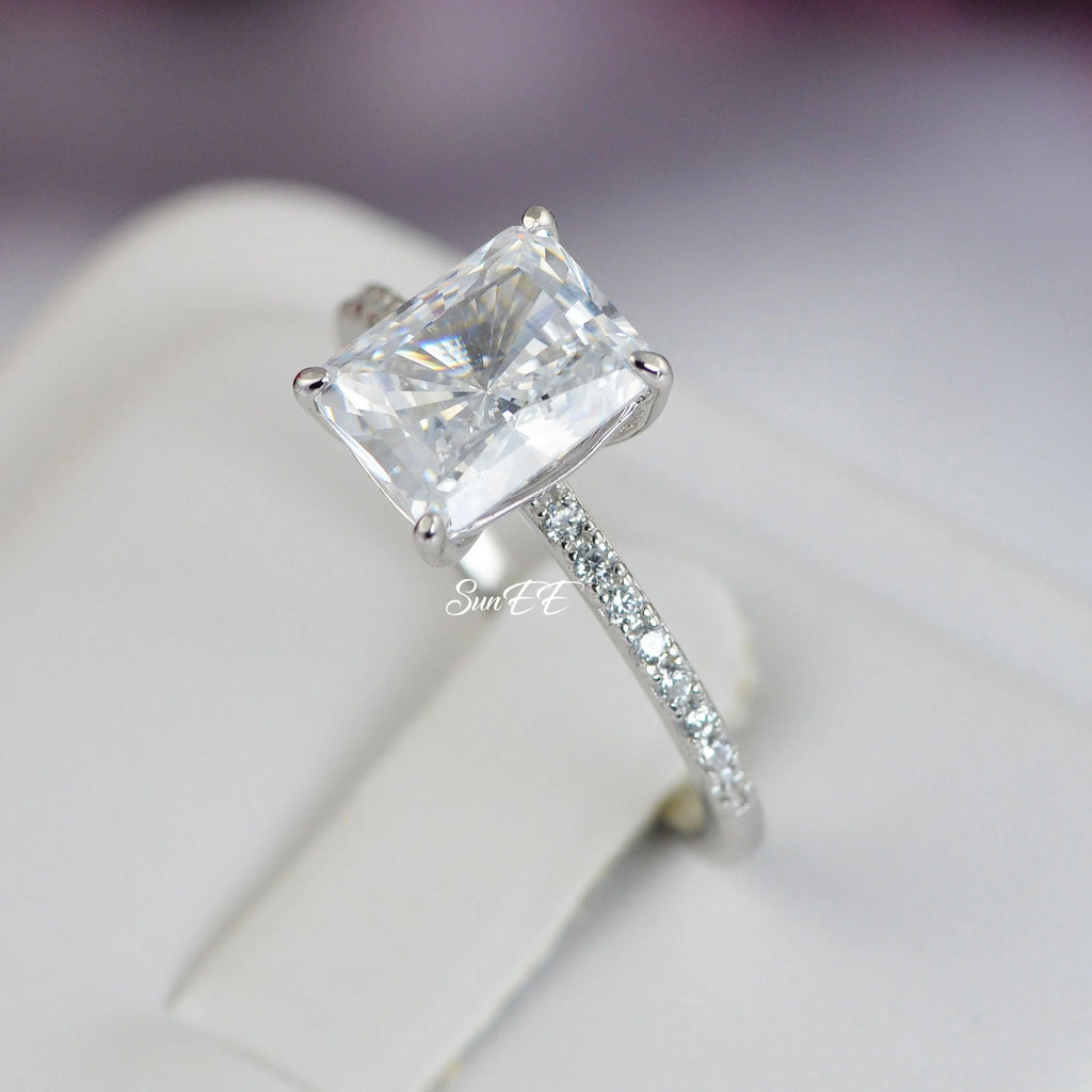Radiant Cut Engagement Ring 925 Sterling Silver C985780