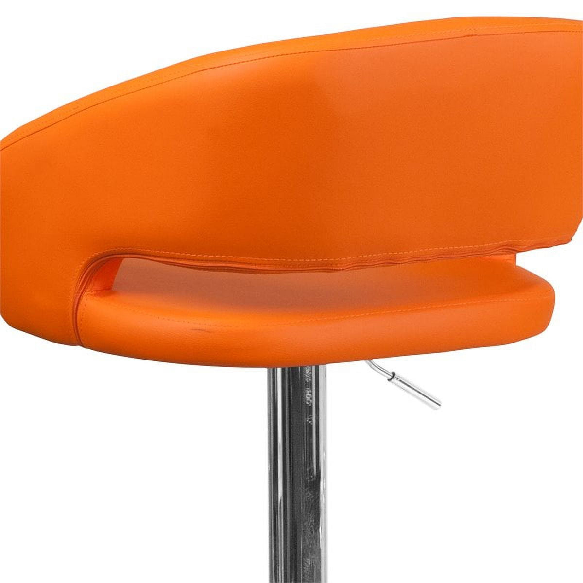 Modern Faux Leather Adjustable Bar Stool in Orange K1536