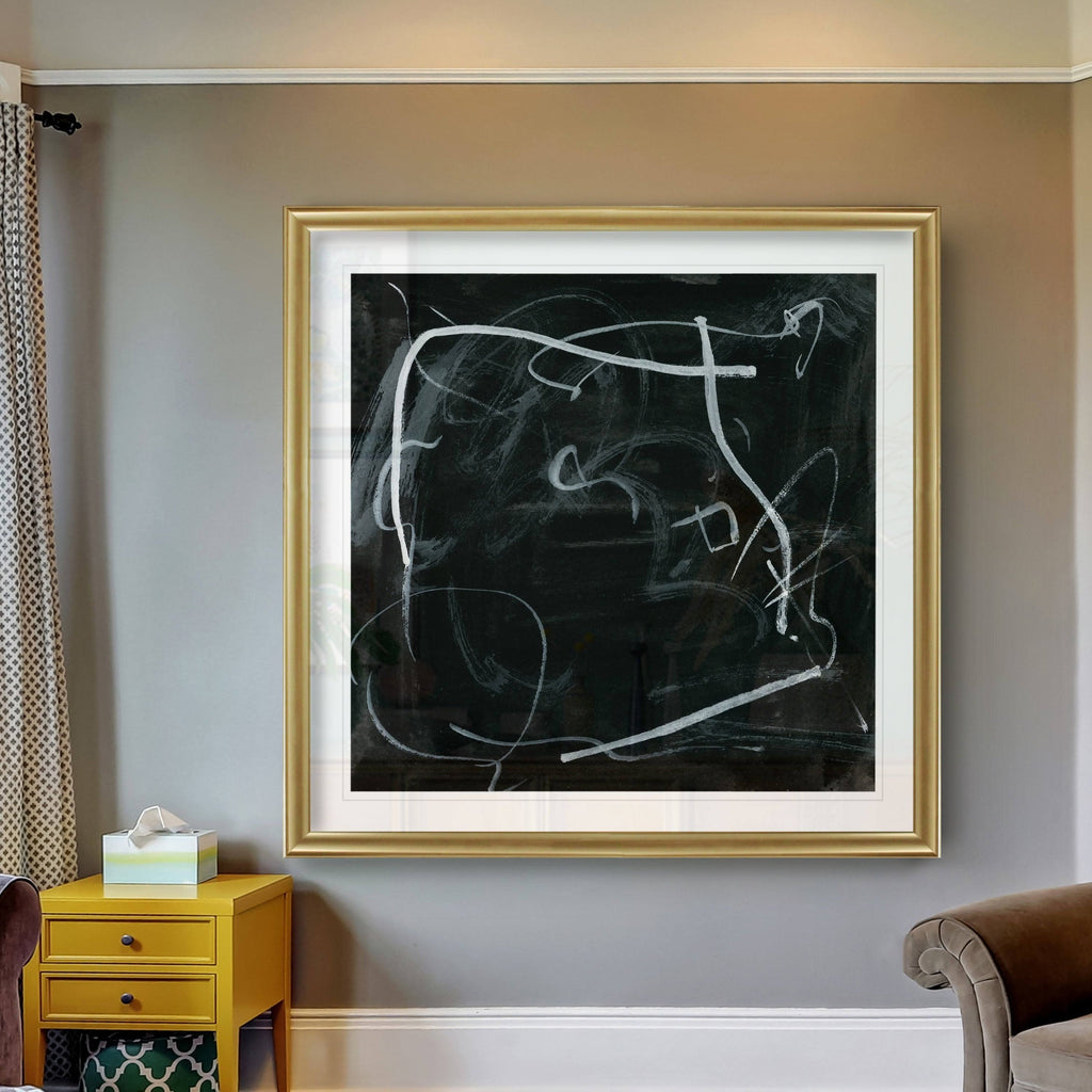 Black Framed Print 22 x 22 Gold O4317