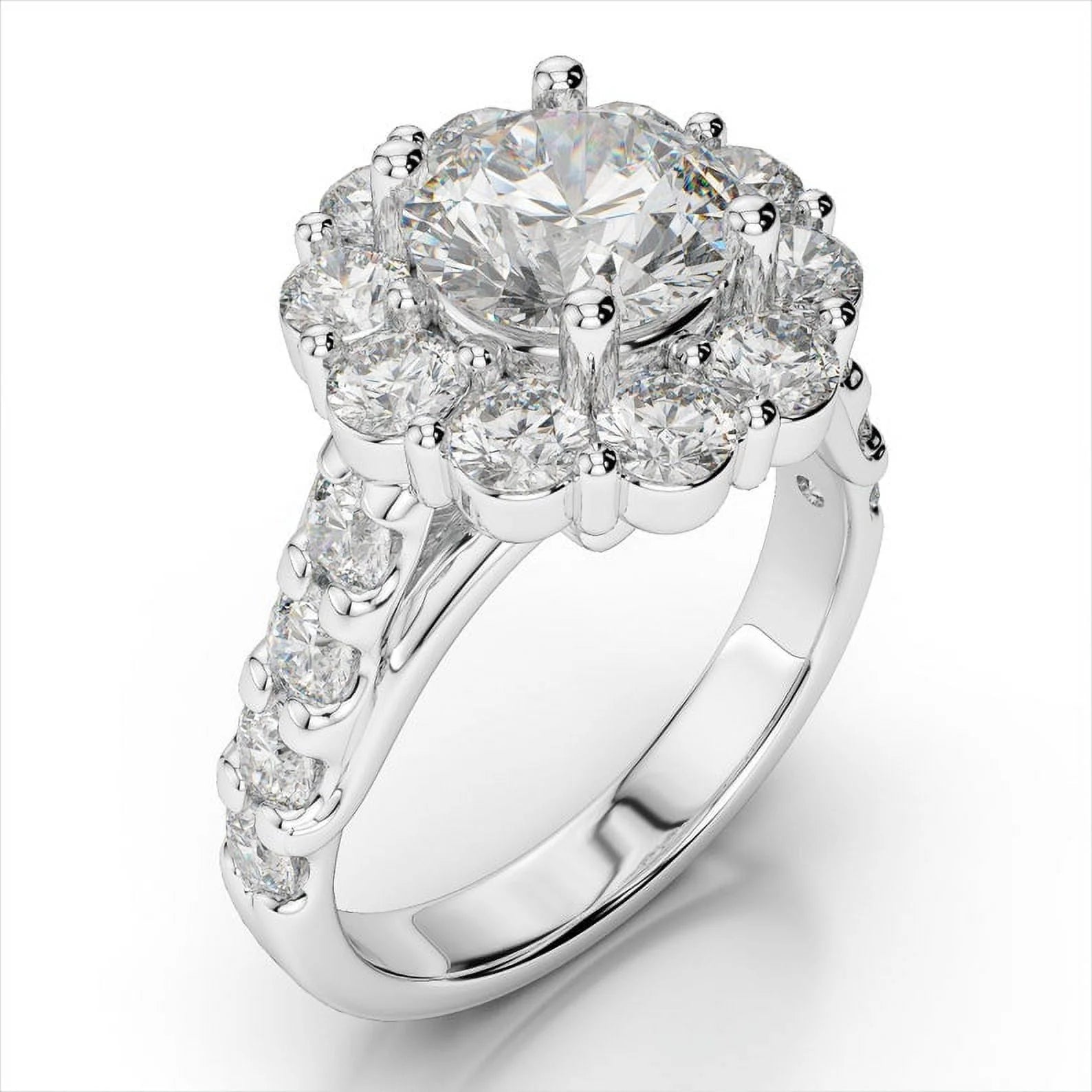 14K White Gold Moissanite Wedding Ring U280