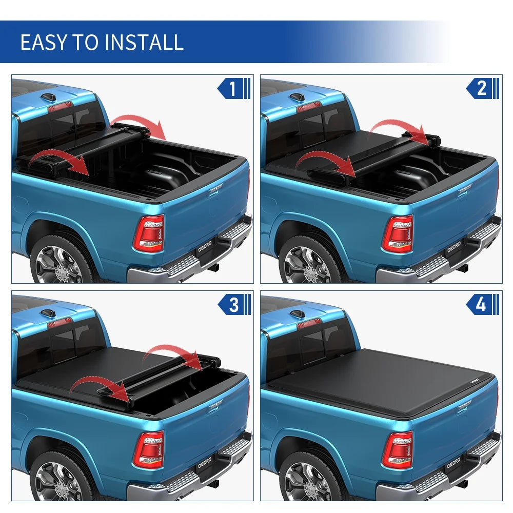 6.5Ft Quad Fold Tonneau Cover Soft Truck Bed Covers N498