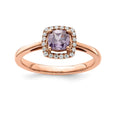 10k White Gold Amethyst and Diamond Ring Size 7 Q2371