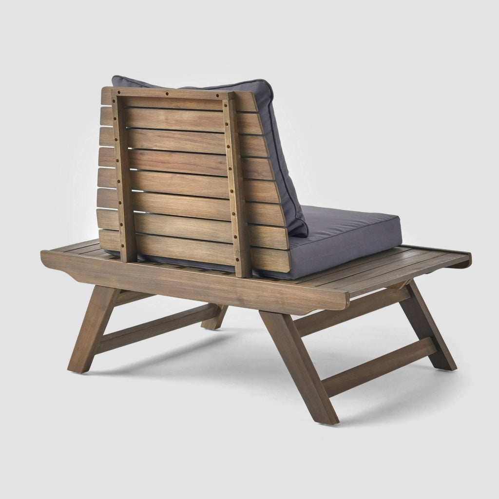 Outdoor Acacia Wood Chair Set of 2, Dark Gray S6951