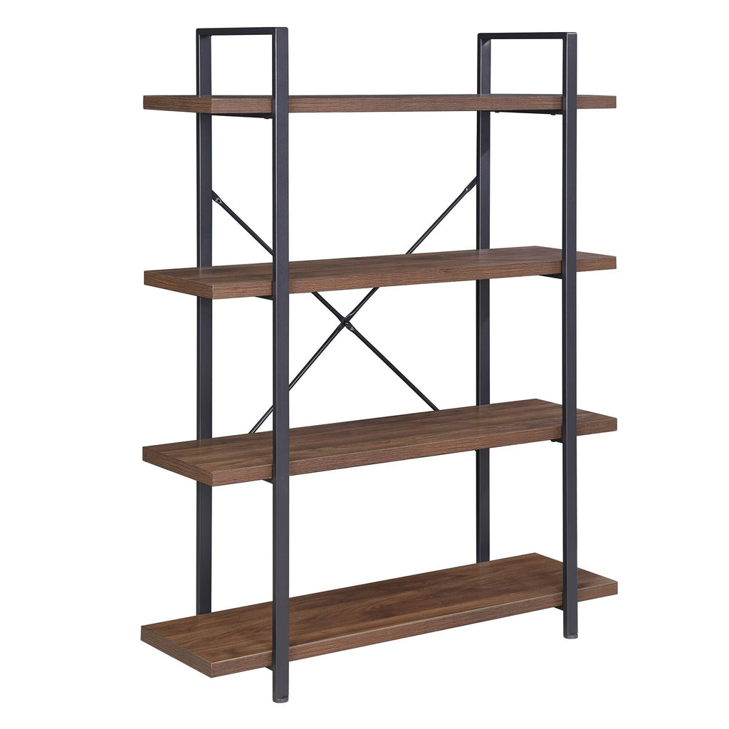 Rustic Oak 3 Shelves Wood & Metal Bookshelf J87042