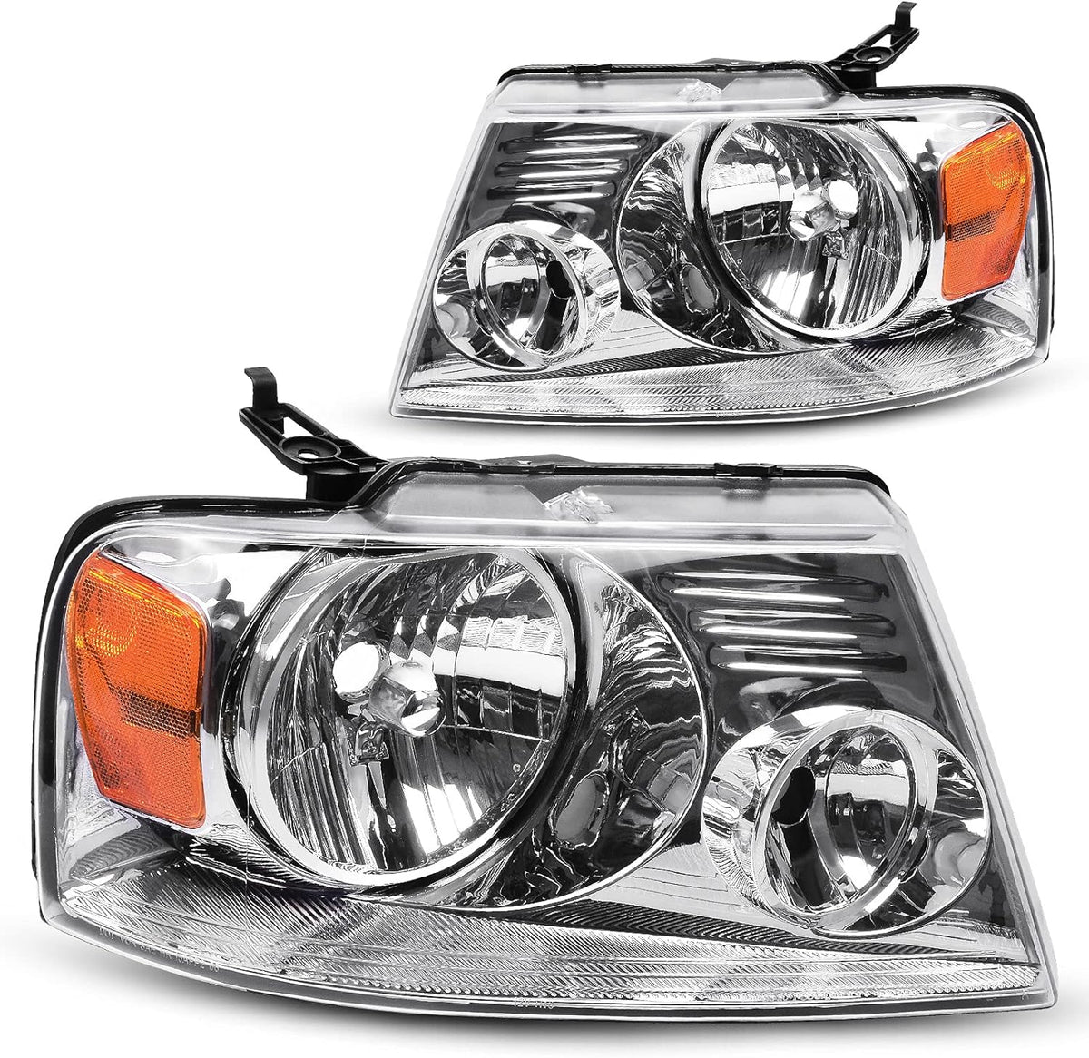 Chrome Housing Amber Reflector Headlight Assembly Y98922