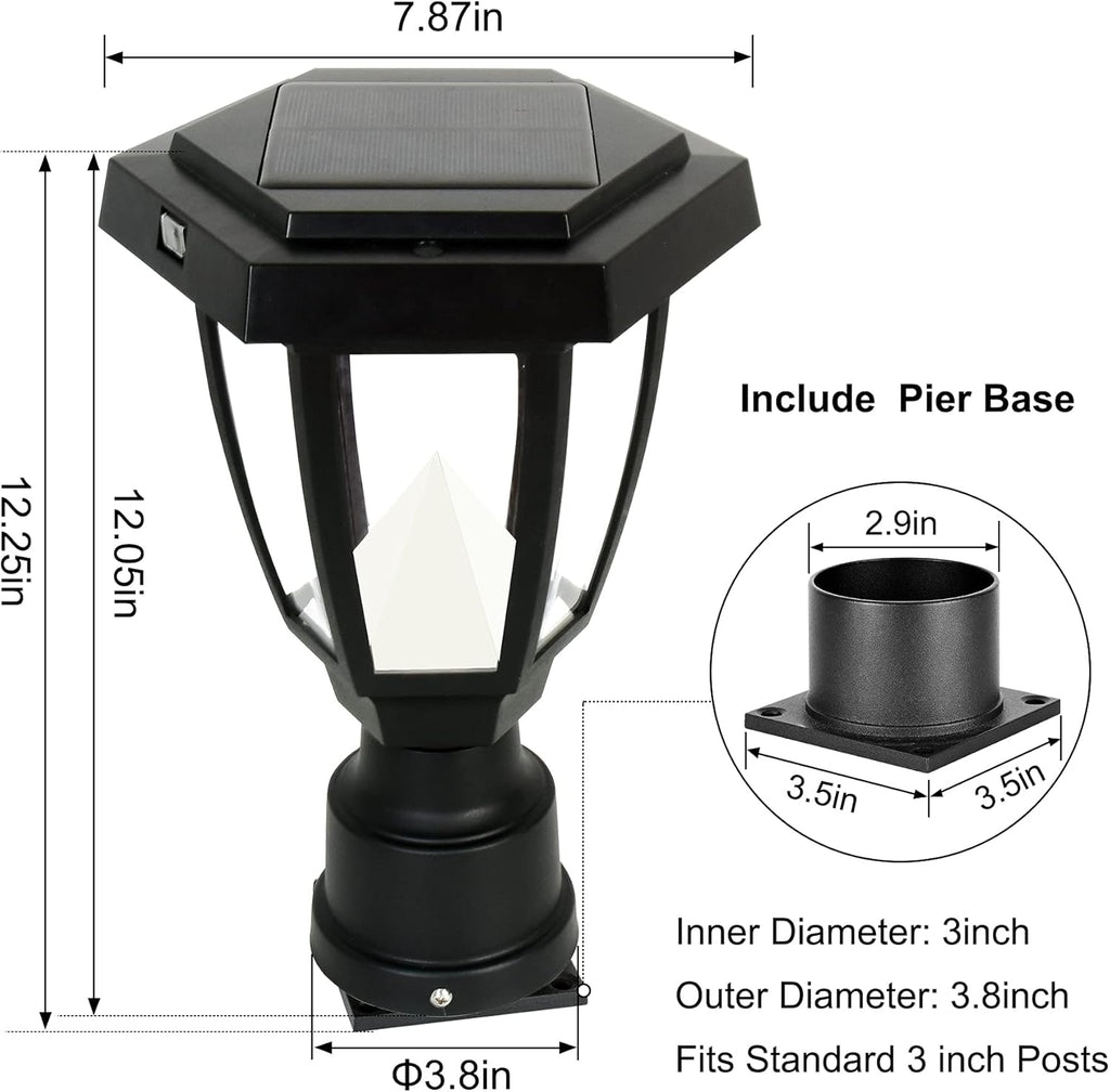 Black Plastic LED Outdoor Post Light Lantern Z498898