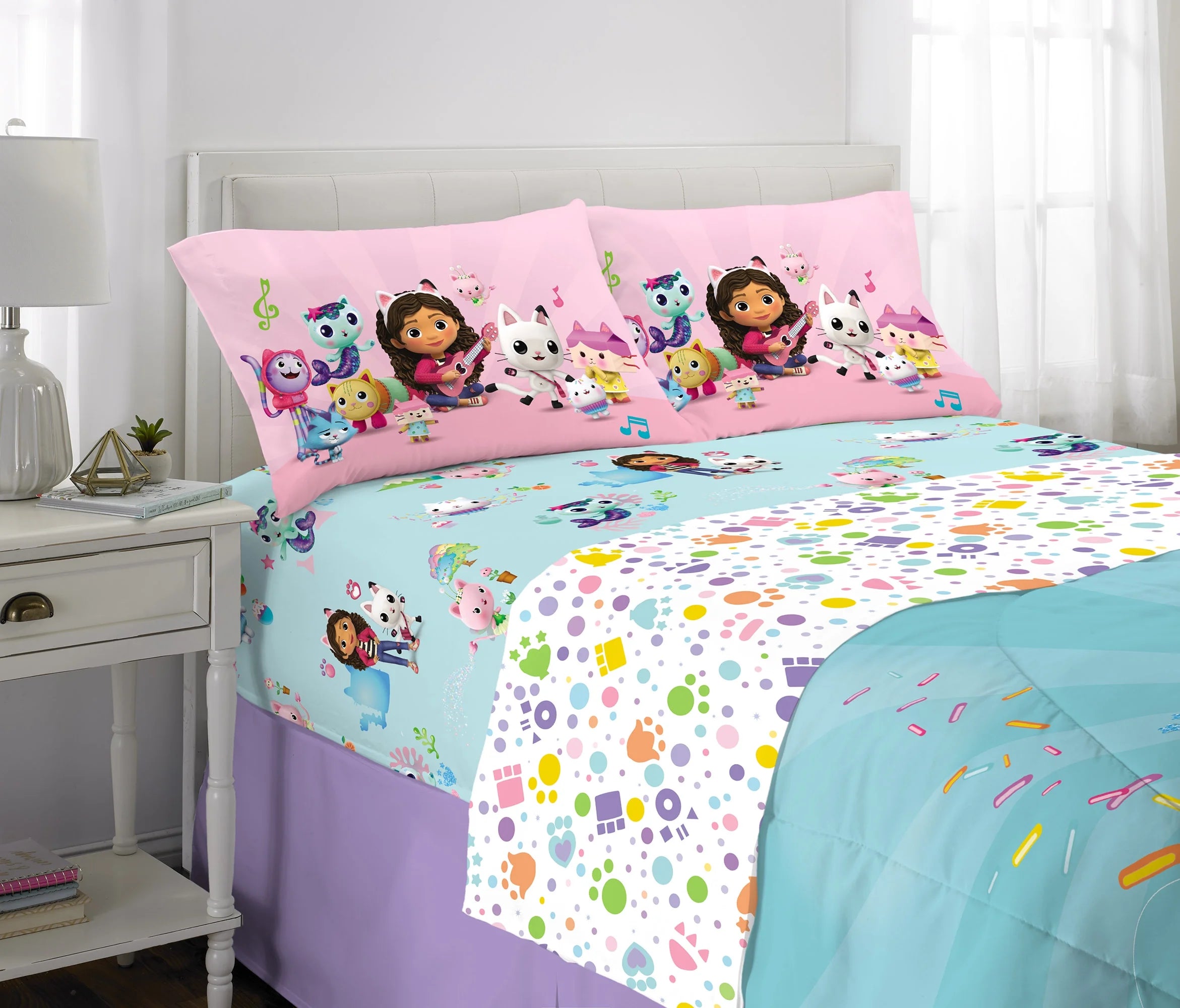 Full Bed in a Bag Comforter and Sheets Blue and Pink G33688