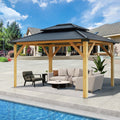 11’x13’ Outdoor Wooden Gazebo with Double Vented Roof U735