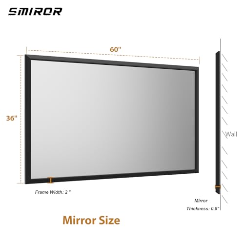 Black 20x24 Inch Wall-Mounted Mirror A6790