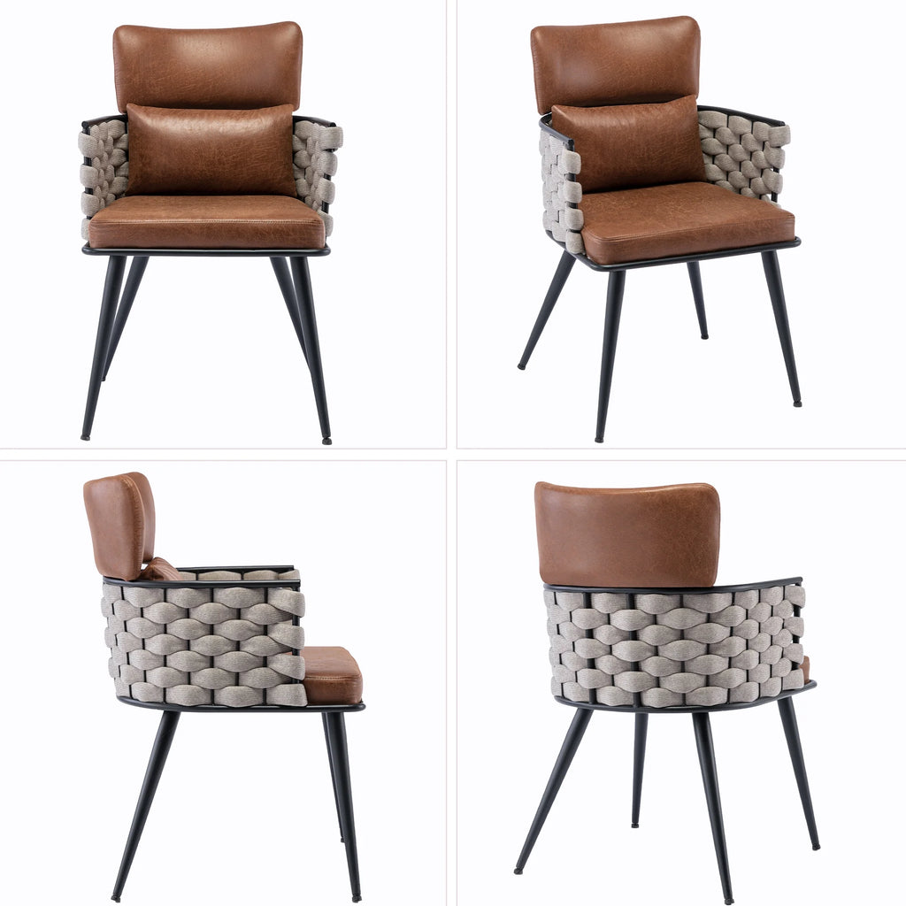 Set of 4 Faux Leather Dining Chairs with Metal Legs A5981