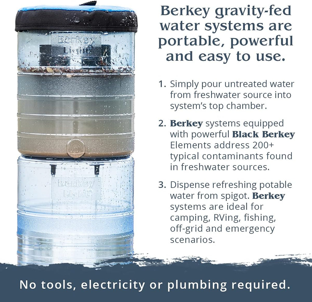Gravity-Fed Water Filter with 2 Black Berkey Purification Elements J9418