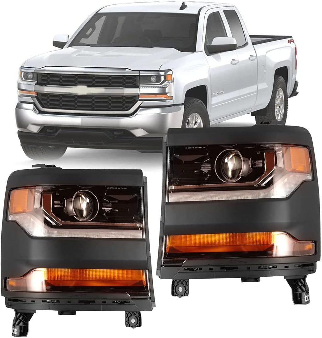 Projector Headlight Assembly for 2016 2017 2018 2019 Chevy Silverado 1500 with High Low Beam M6000