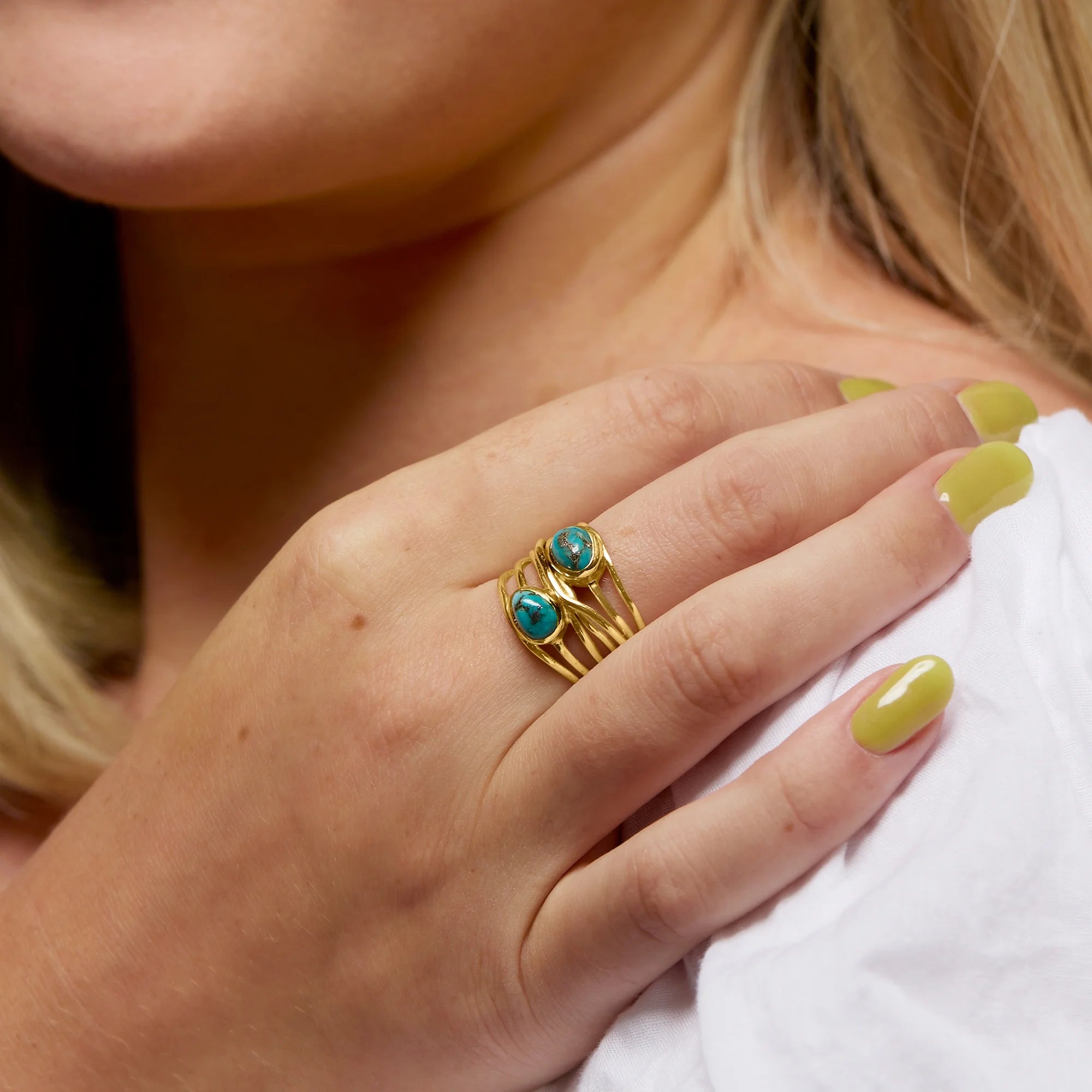 Turquoise Highway Ring in 18kt Gold Over Sterling M97599