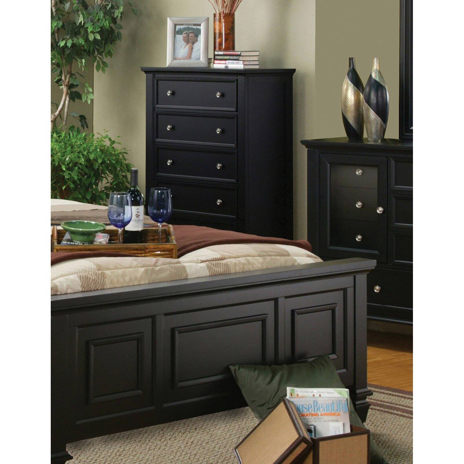 Black 5 Drawer Chest Q786623