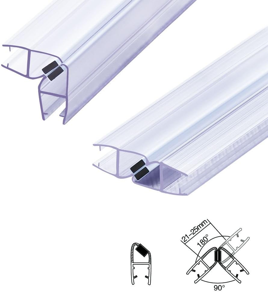 1 Pair 78 Inch Shower Door Magnetic Profile Seal for 5/16 to 3/8 Inch Glass J9421