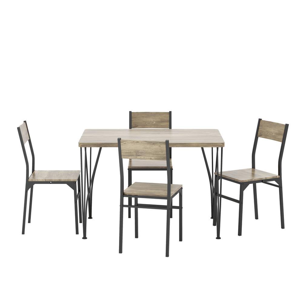 5-Piece Gray and Bronze Dining Set Y1543