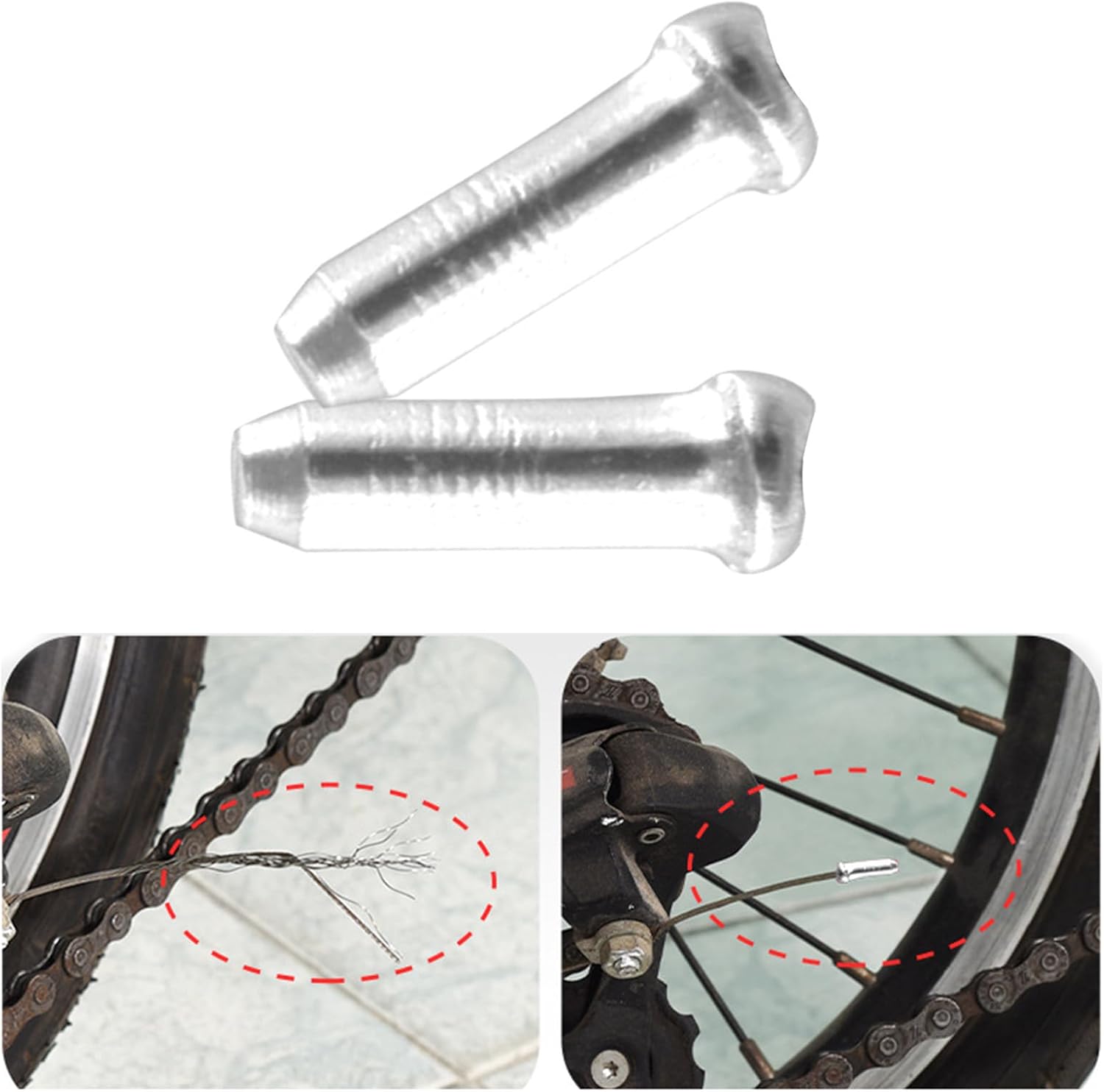 100 Pcs Aluminum Alloy Brake Cable End Caps Z556