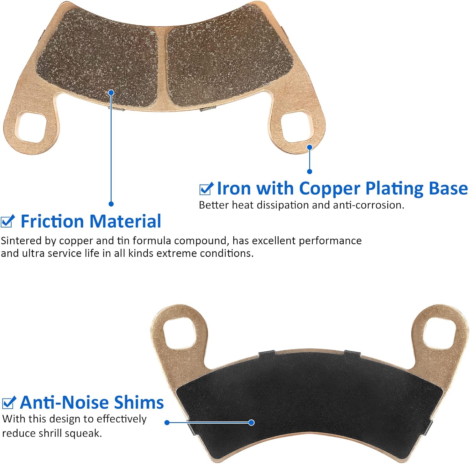 Left & Right Rear Brake Calipers & Pads Sintered for Polaris RZR XP 1000 RS1 Ranger-Crew-900 K749