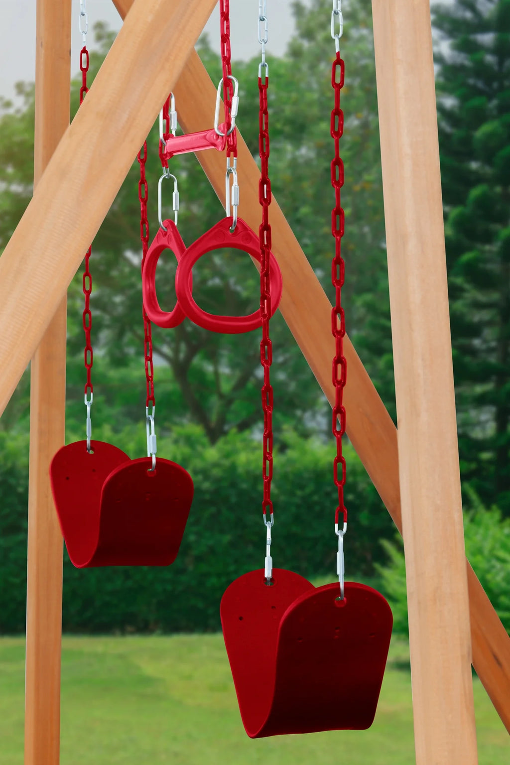 Cedar Swingset with Belt Swings and Trapeze Bar A16767