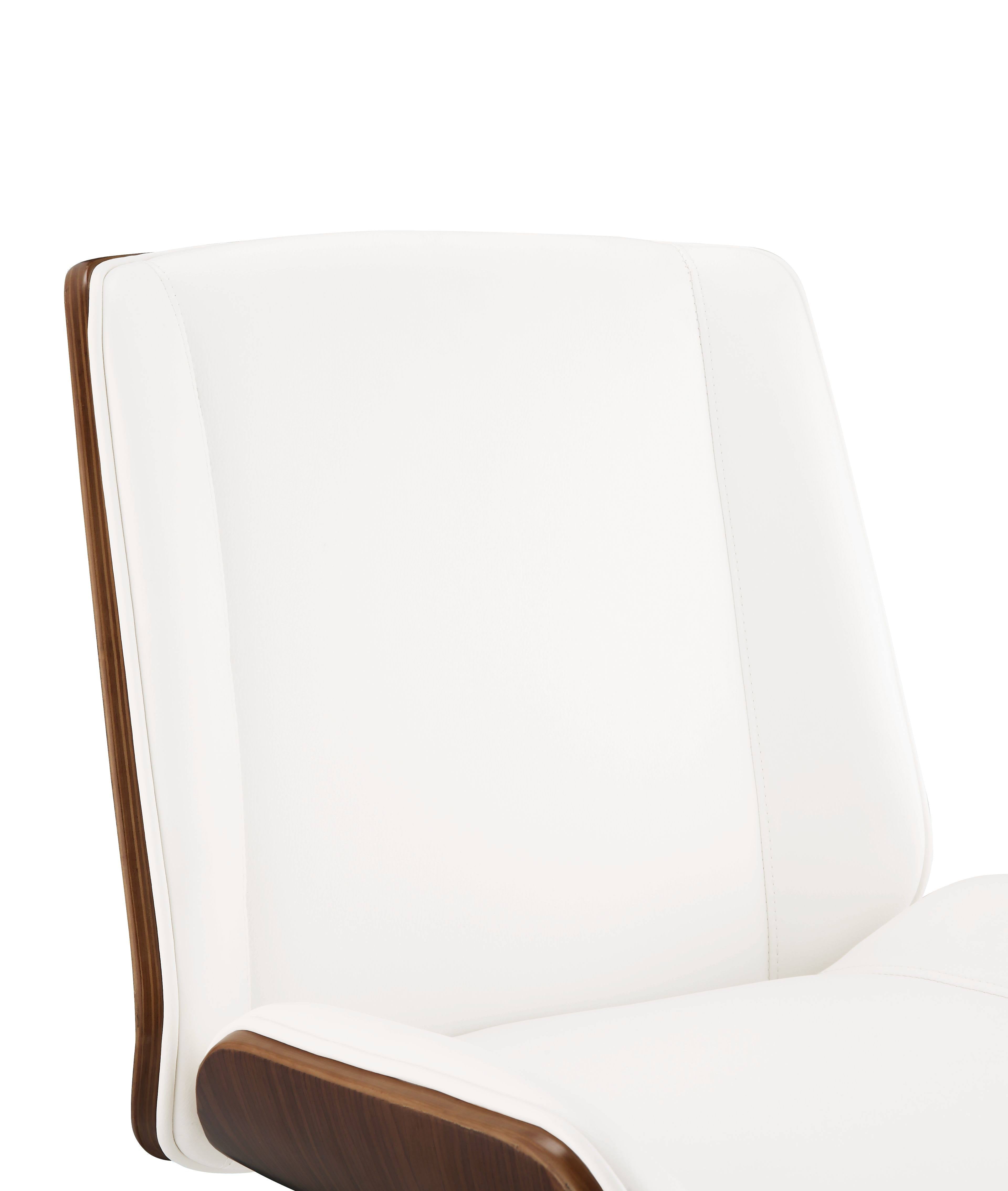 White Leatherette and Walnut Office Chair T409