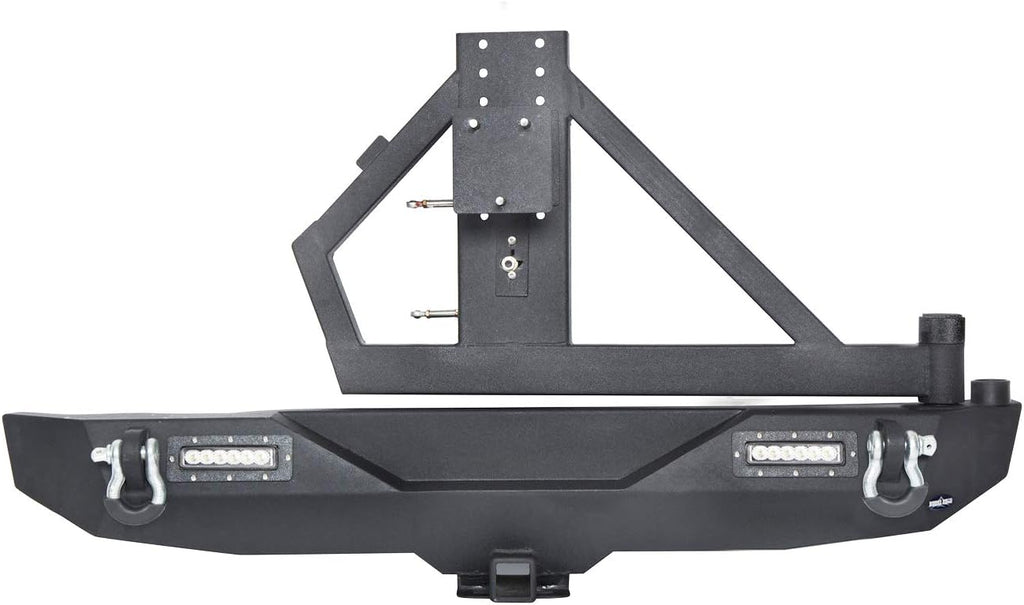 Front & Rear Bumpers Combo with Winch Plate & Spare Tire Carrier & LED Lights & D Rings Q6792