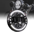 7" LED Harley Headlight Black-Finish HALO DRL H4 Adapters Included Pack of 2 C59694