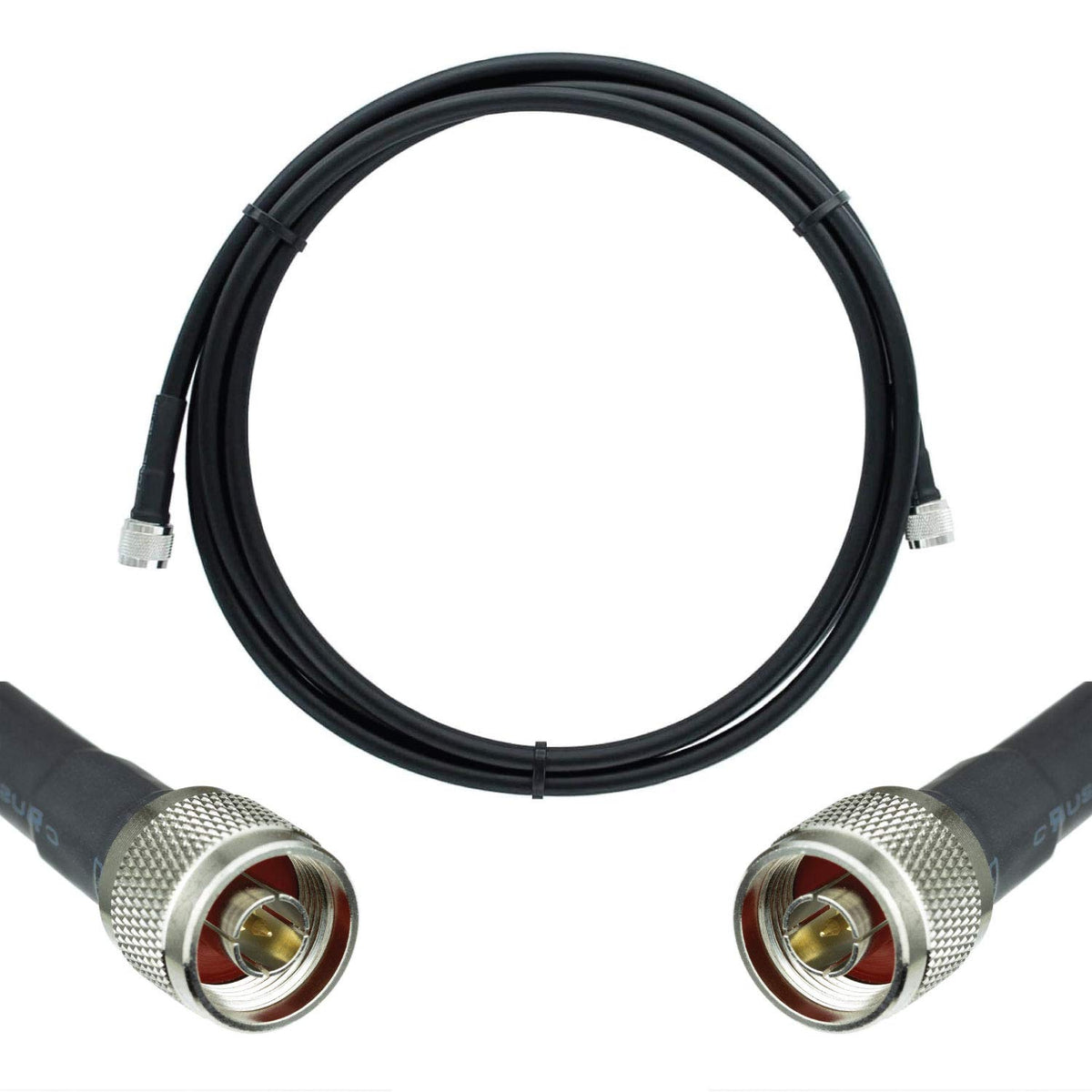 Heavy Duty Ultra Low Loss 50ohm Coaxial Cable 100ft Black N Male to N Male P89146