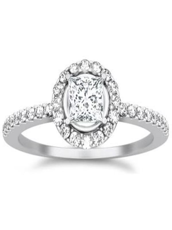 Princess Cut Diamond Wedding Ring 1.00 Carat 10k White Gold W287934