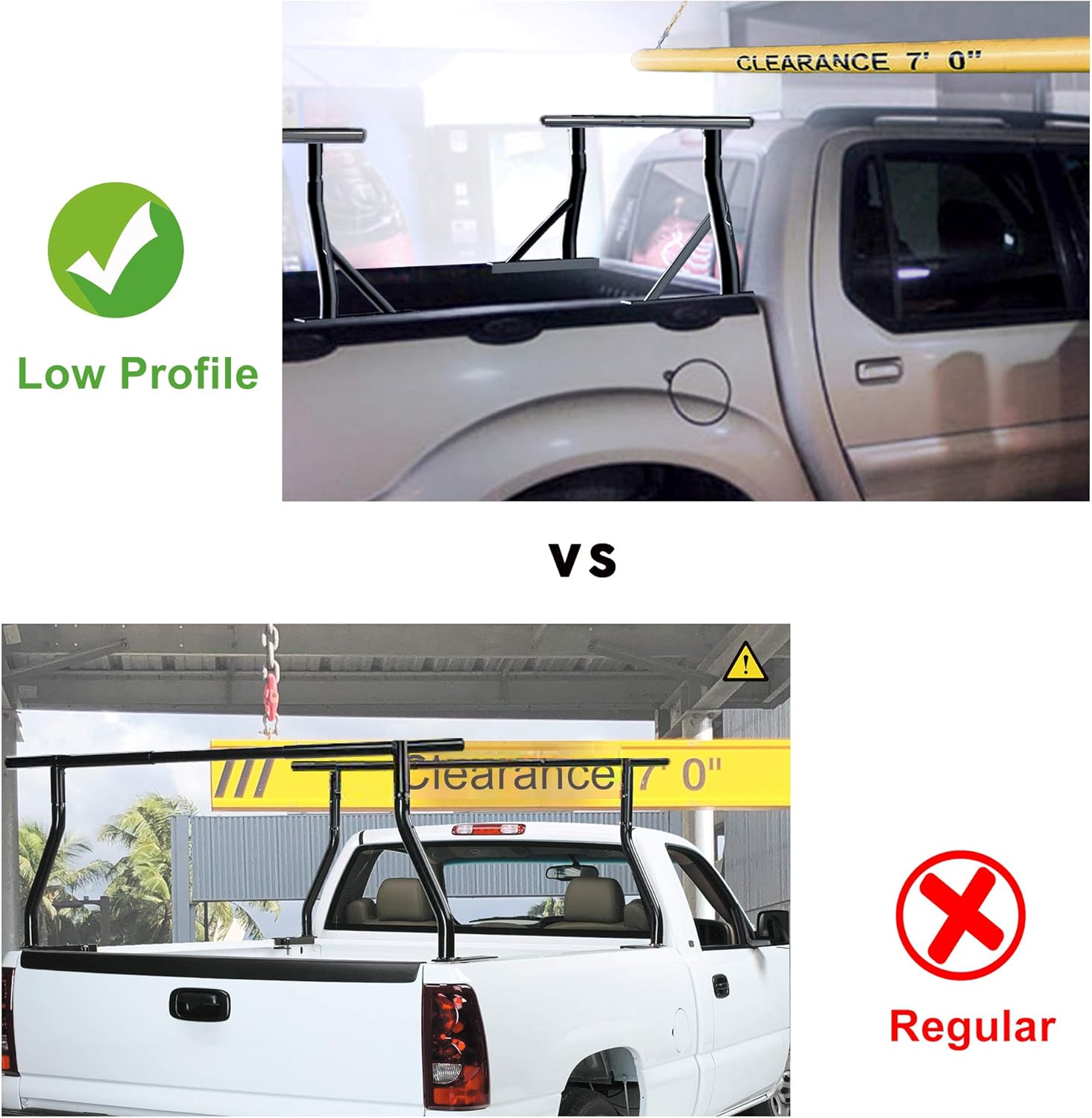 Steel Pickup Truck Low Profile Ladder Rack Sport Bar Two Bar Set M245139