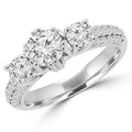 1.6 CTW Round Diamond Three Stone Engagement Ring in 14K White Gold V2663