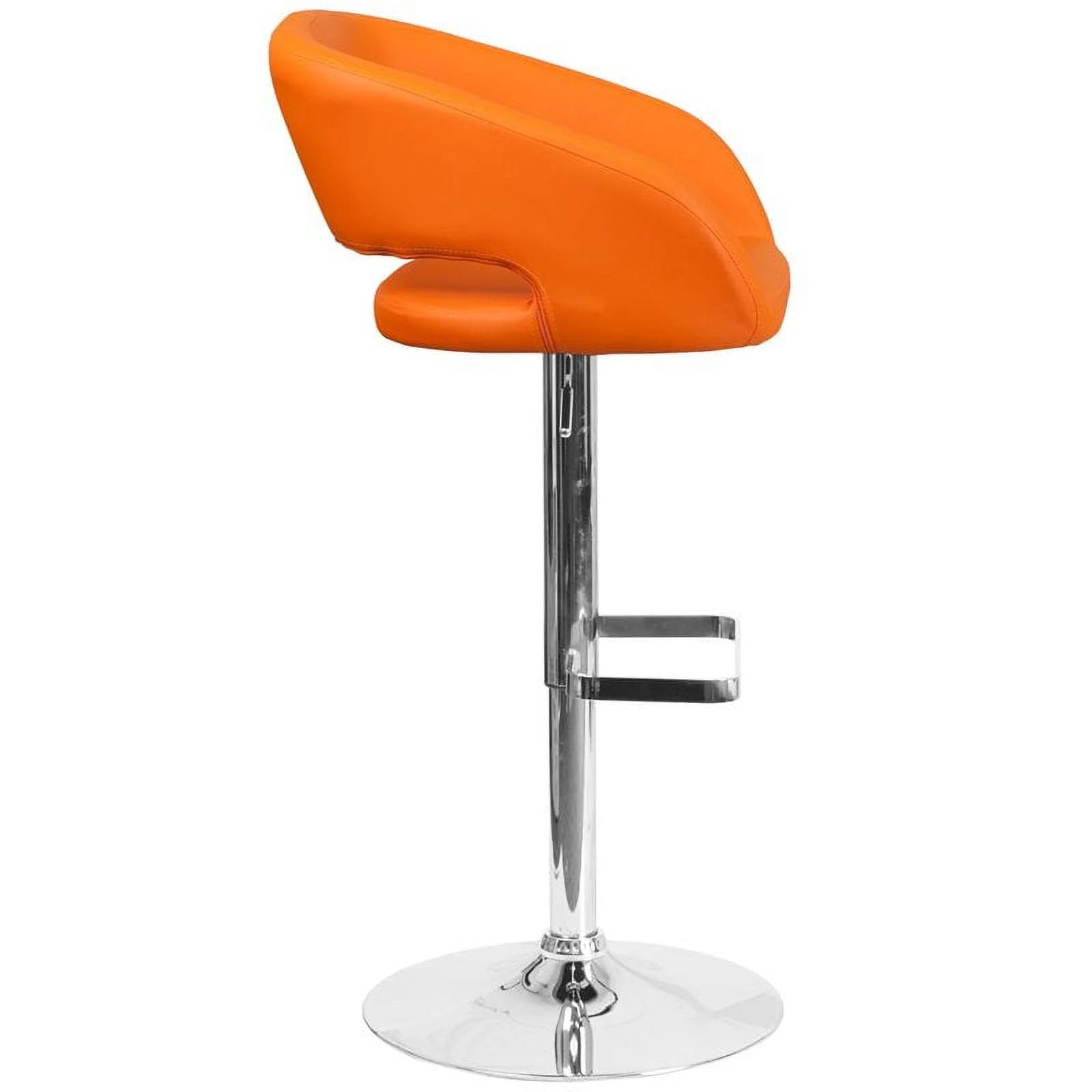 Modern Faux Leather Adjustable Bar Stool in Orange K1536
