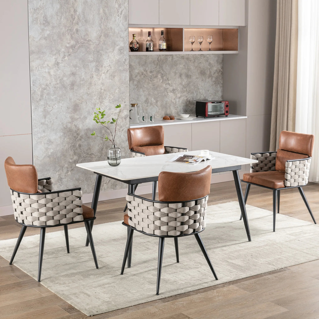 Set of 4 Faux Leather Dining Chairs with Metal Legs A5981