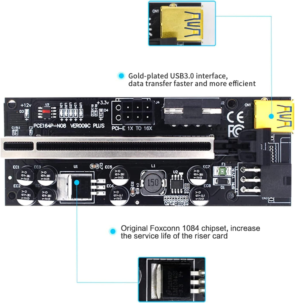 6PCS USB 3.0 PCI-E Riser Card U350