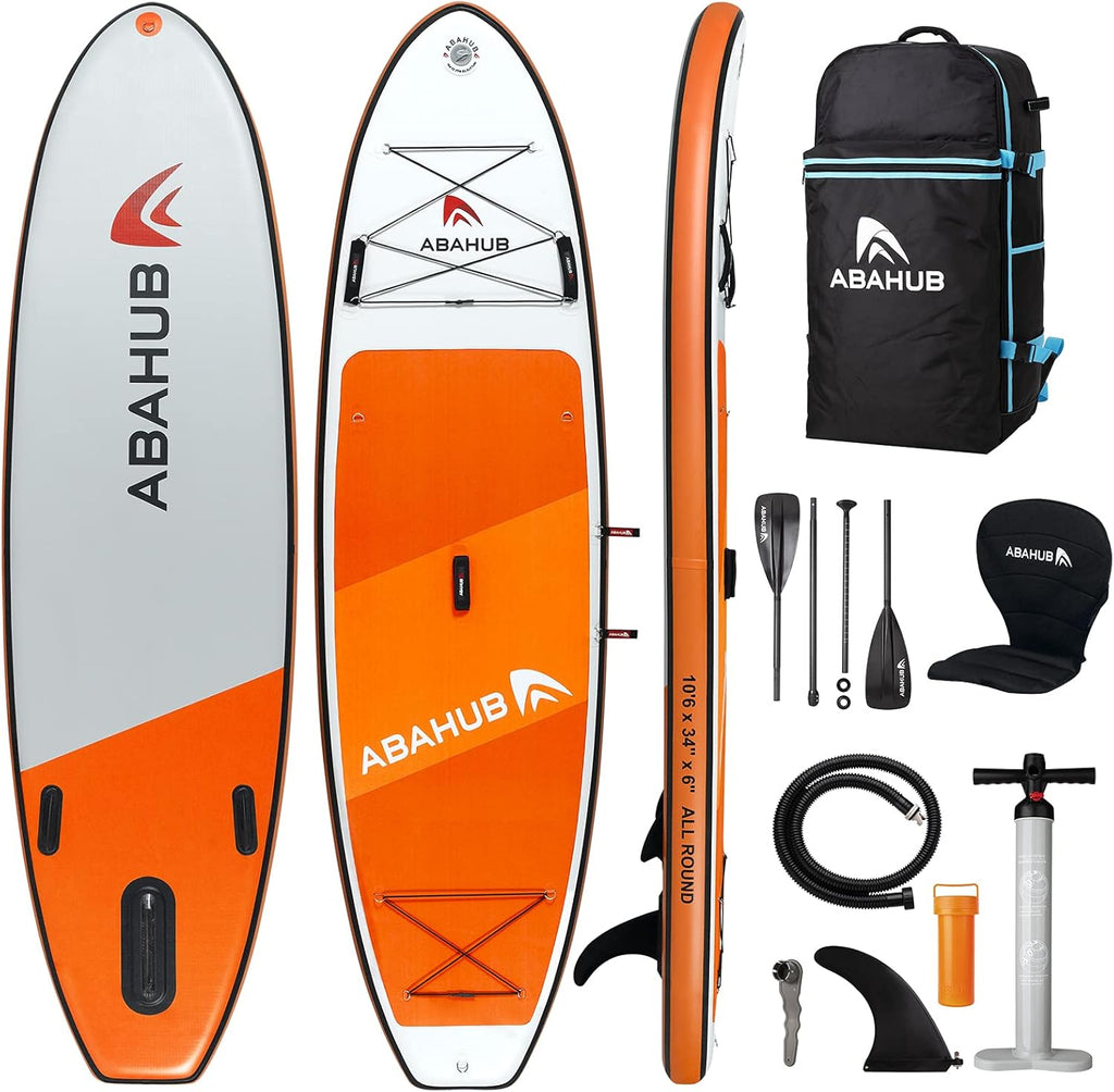 Inflatable SUP Standup Paddleboard with Adjustable 4 Piece 2 in 1 Paddle and Kayak Seat D4469