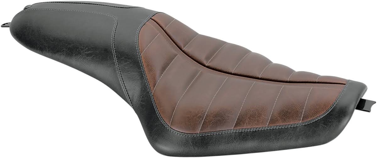 Enzo 2-Up Seat Black Distressed Vinyl with Distressed Brown Raised Detail T7515