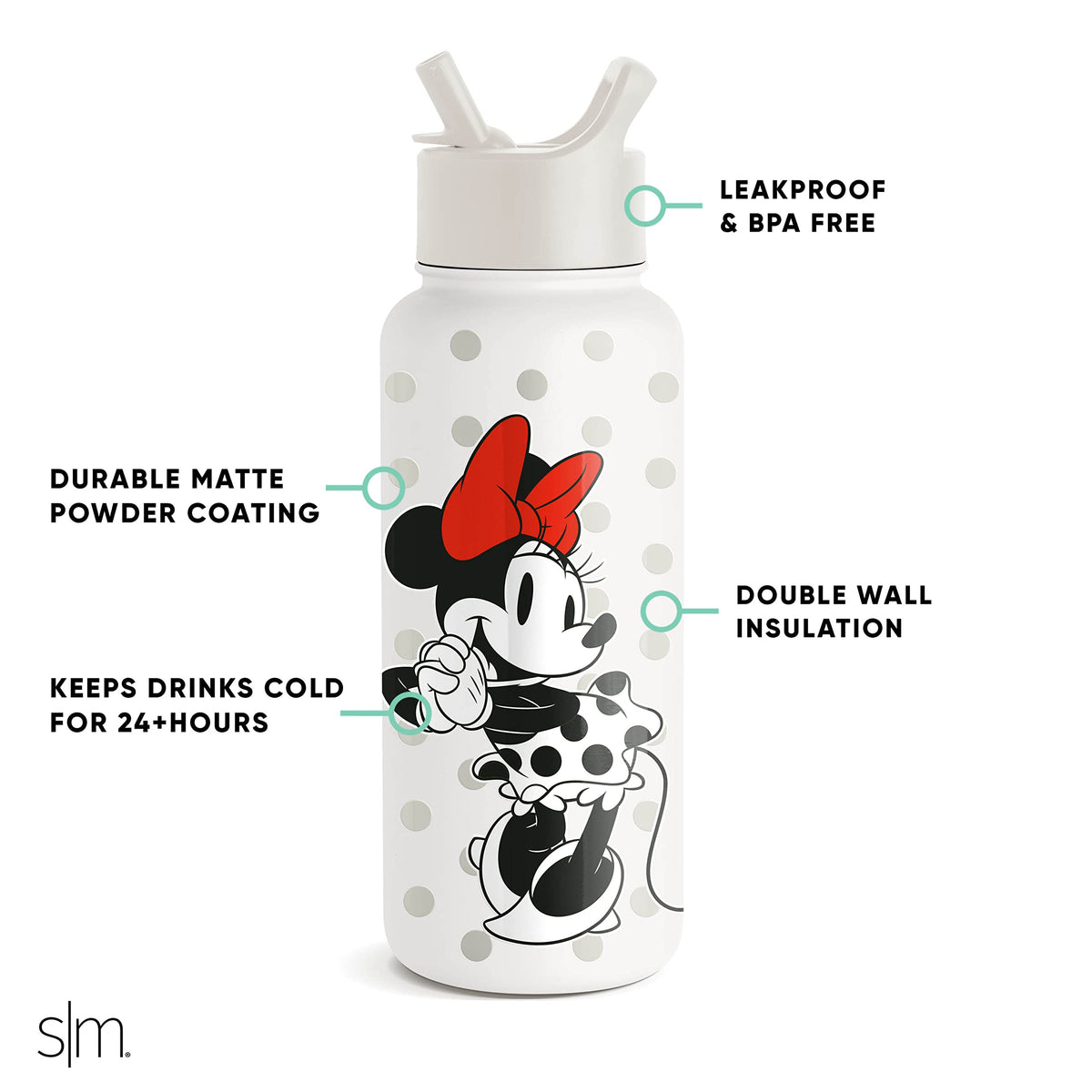 32oz Insulated Stainless Steel Water Bottle with Straw Lid T152