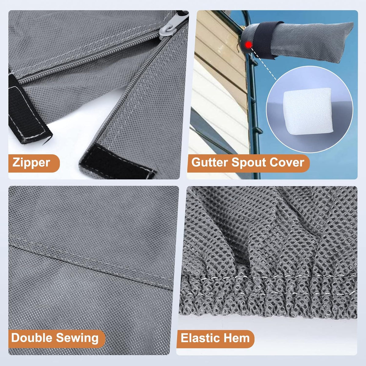 5th Wheel RV Cover with 4 Gutter Spout Covers and 2 Windproof Straps B1755