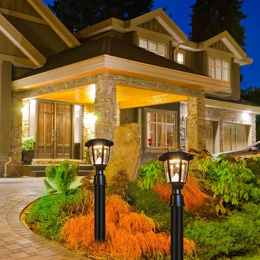 Black Plastic LED Outdoor Post Light Lantern Z498898