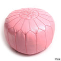 Pink Leather Ottoman P215260