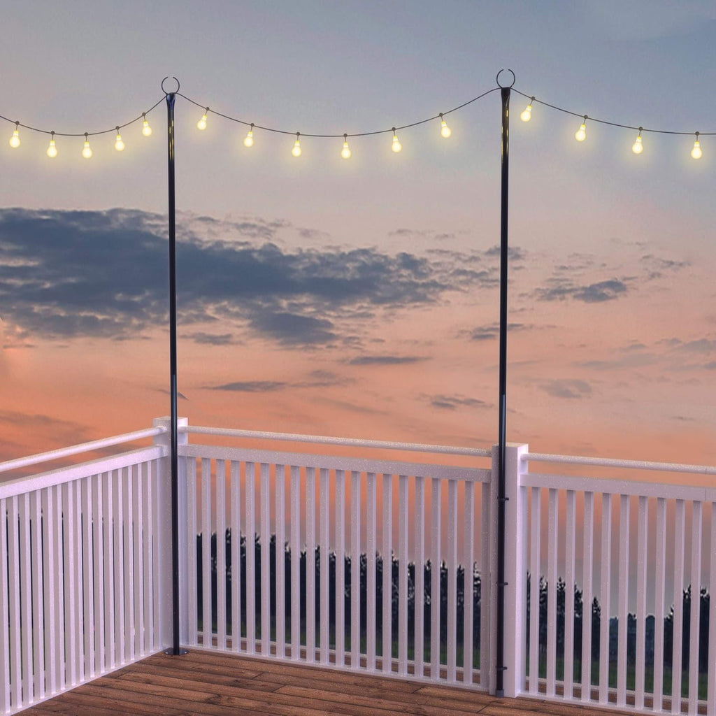 String Light Poles 2PCS 9FT Weather Resistant Stainless Steel C517004