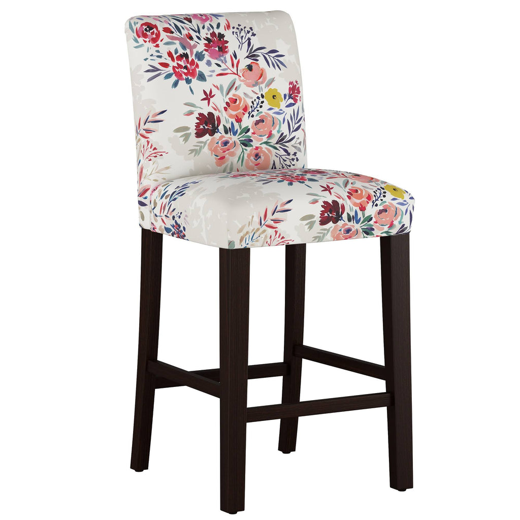 Multi Floral Bar Stool with Espresso Legs H1070