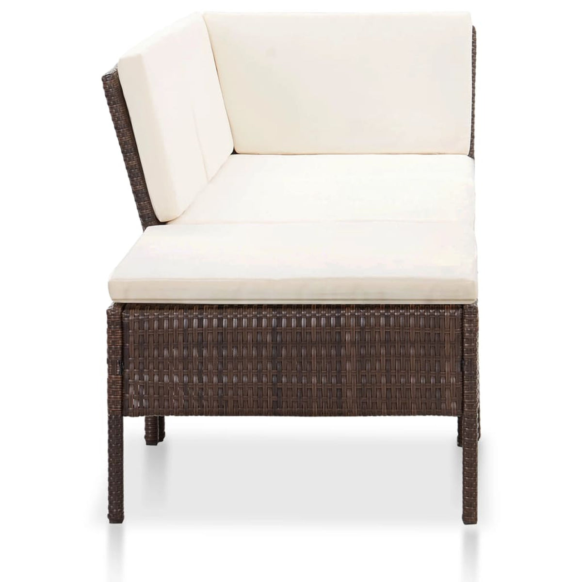 3 Piece Brown Poly Rattan Patio Conversation Sofa Set N65996