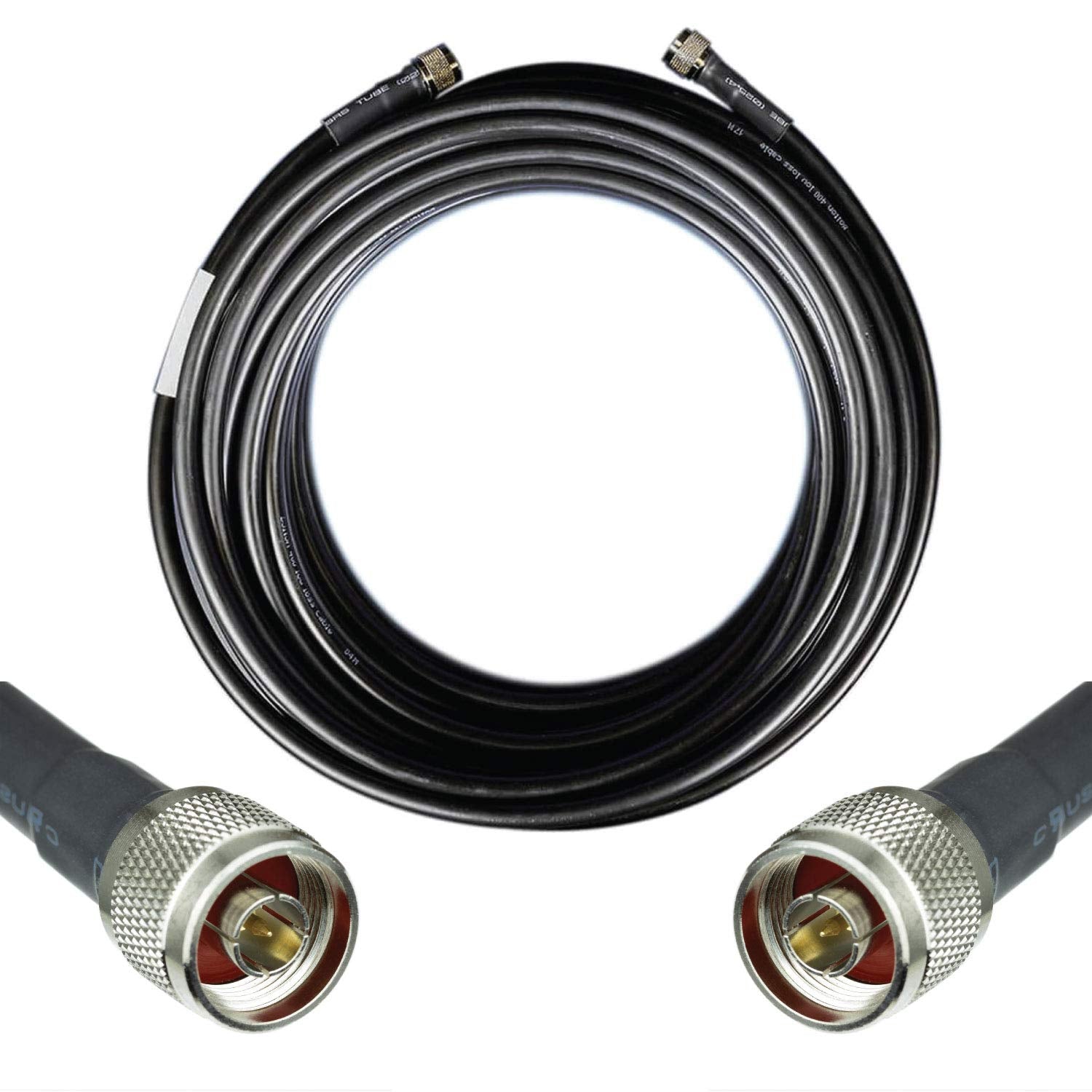 Heavy Duty Ultra Low Loss 50ohm Coaxial Cable 100ft Black N Male to N Male P89146