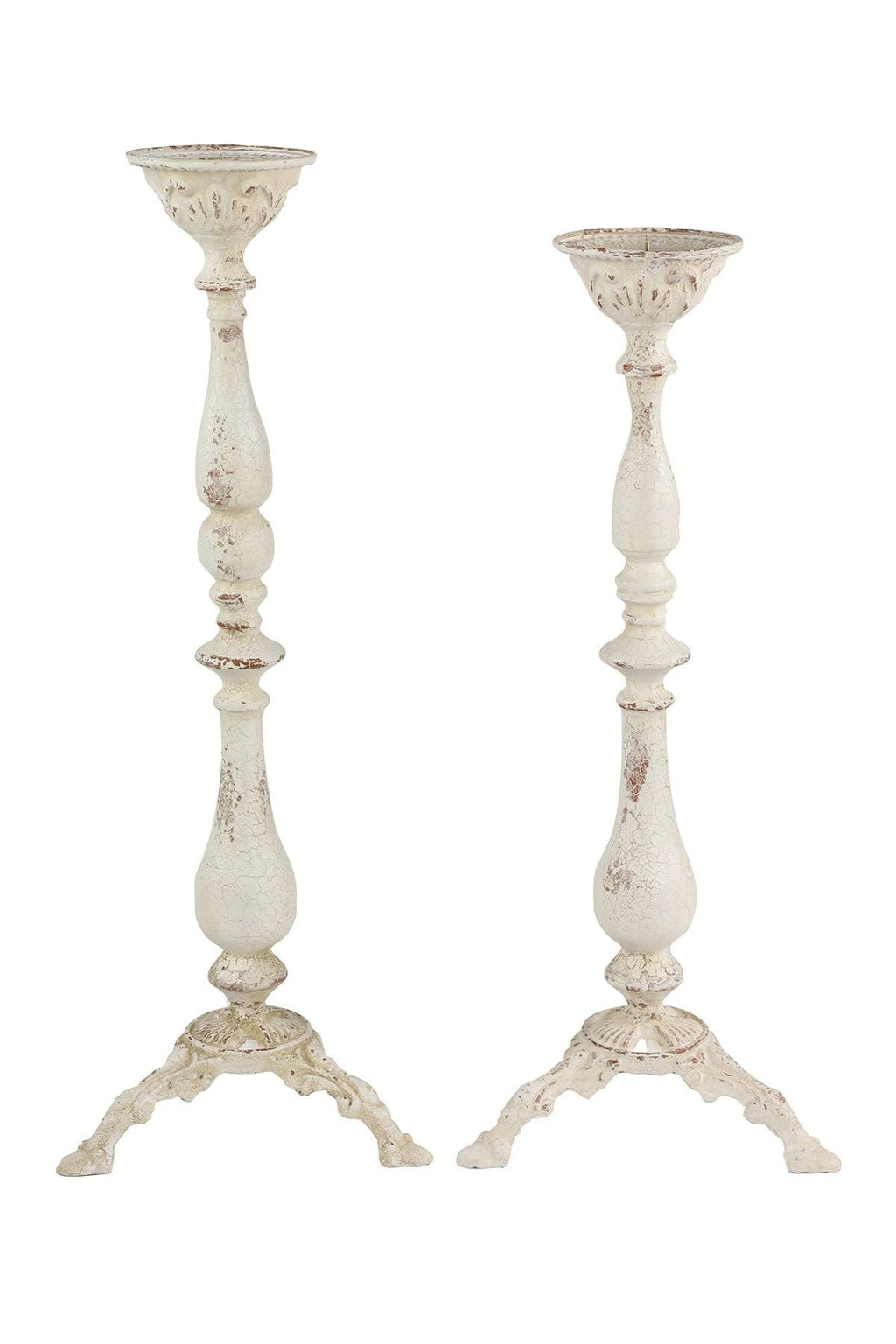 Vintage White Metal Candle Holders, Set of 2 K59240