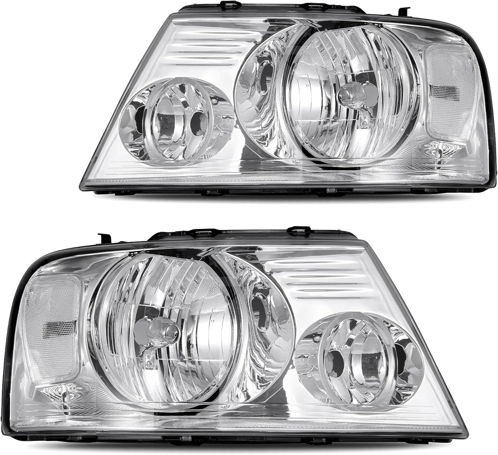 Chrome Housing Amber Reflector Headlight Assembly Y98922