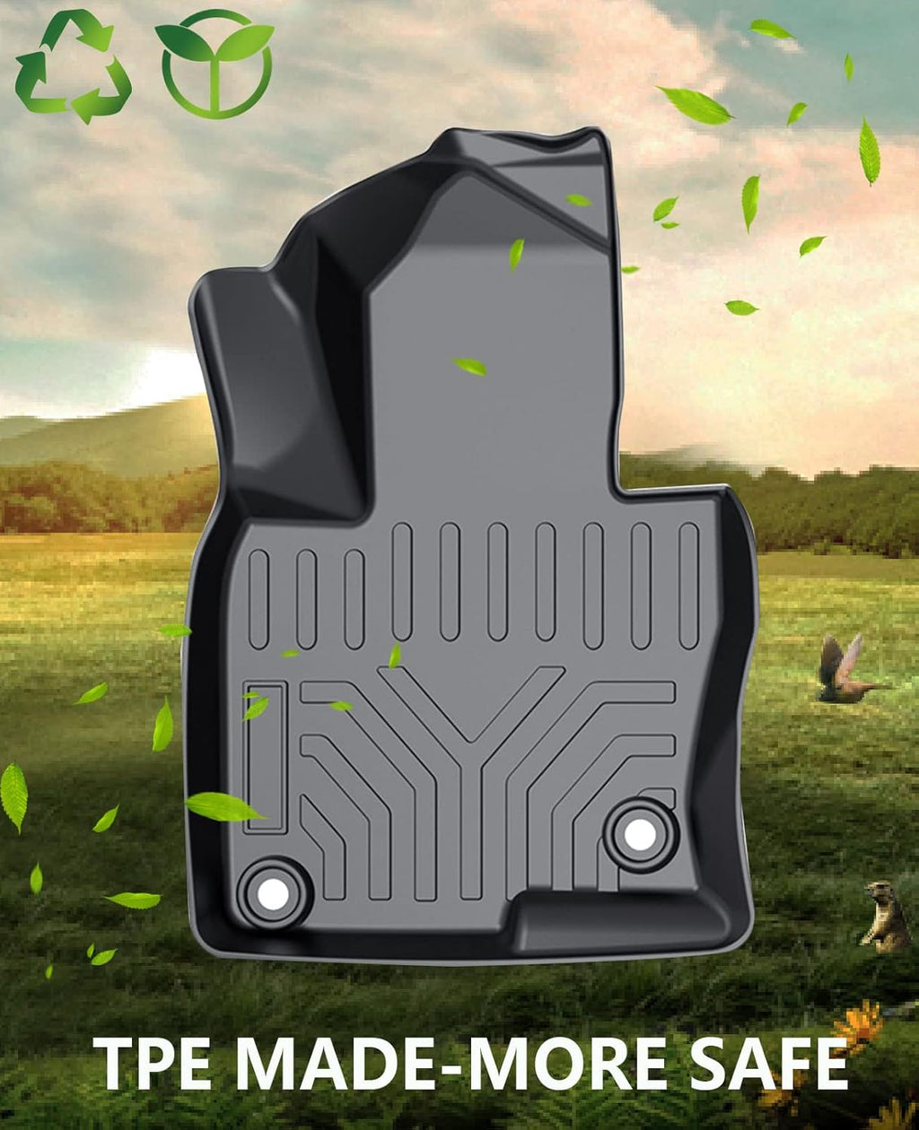 All Weather TPE Rubber Floor Mats Front & Rear Full Set W641