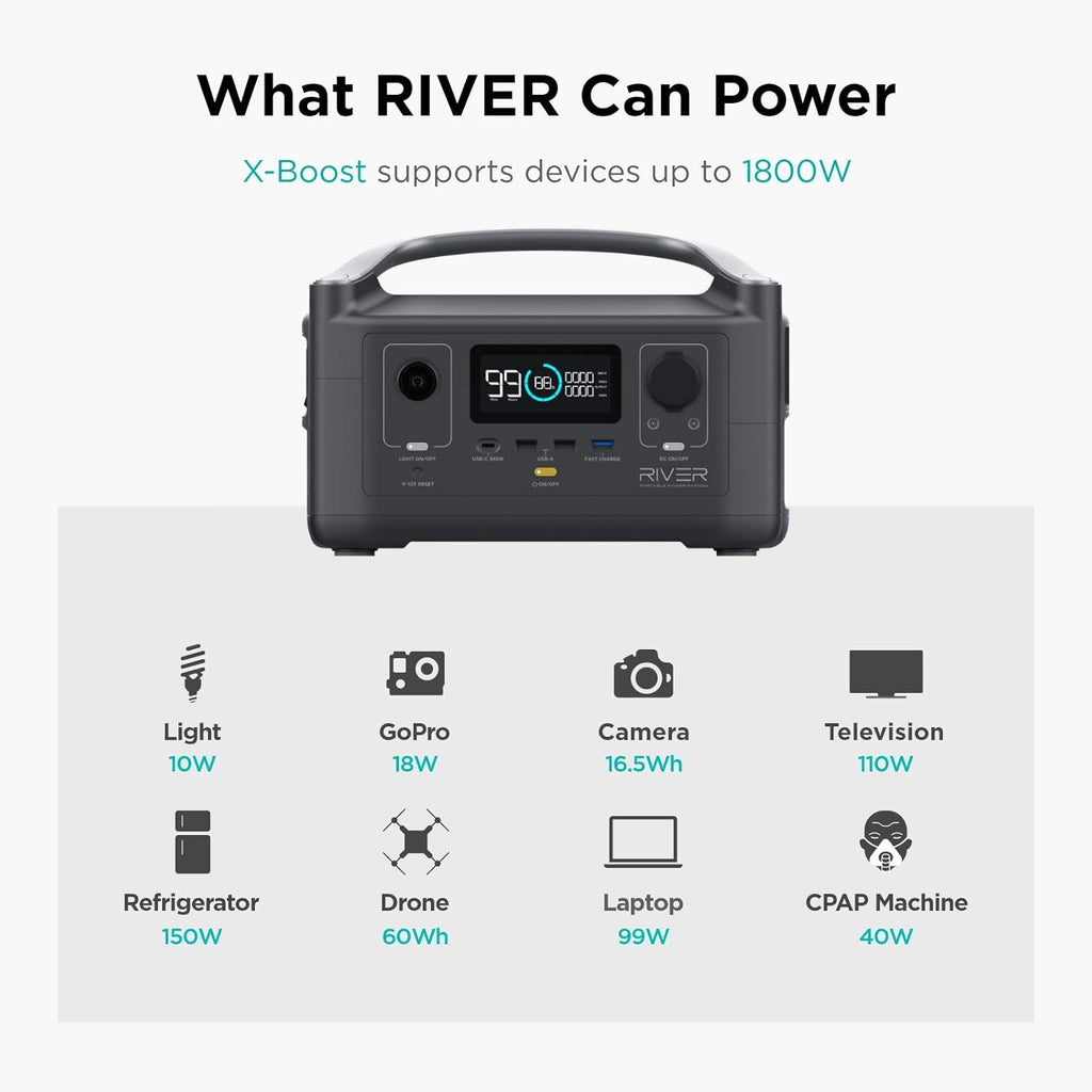 Portable Power Station 288Wh with 110W Solar Panel, 3 600W AC Outlets O78865