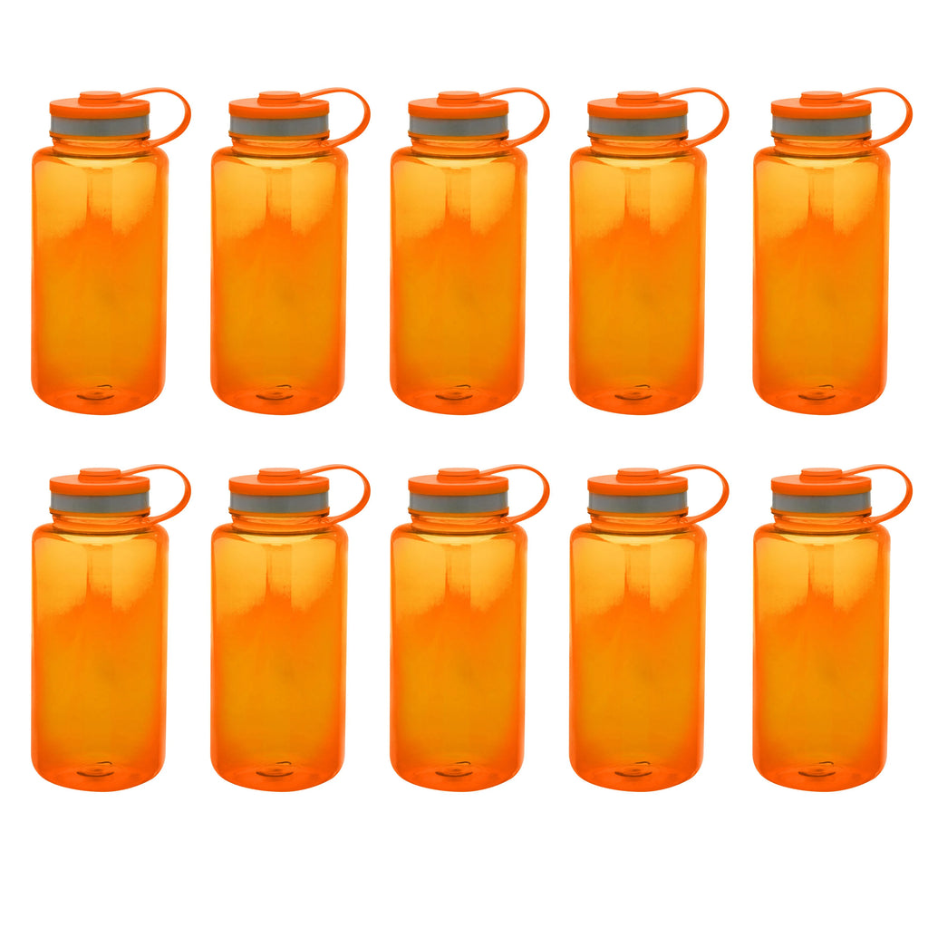 Plastic Sports Water Bottles with Flip Lid 38 oz. Set of 10 A986727