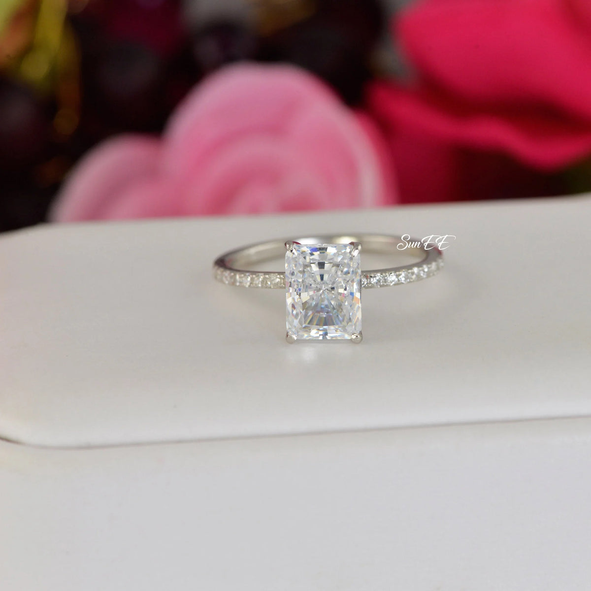 Radiant Cut Engagement Ring 925 Sterling Silver C985780